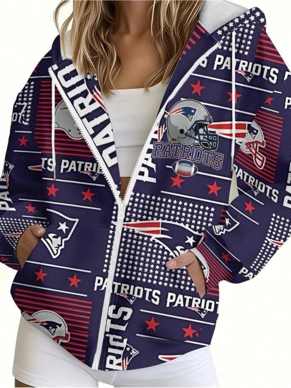 *NEW IN PACKAGE* Women's NEW ENGLAND PATRIOTS NFL Hoodie Zip Up Sz L